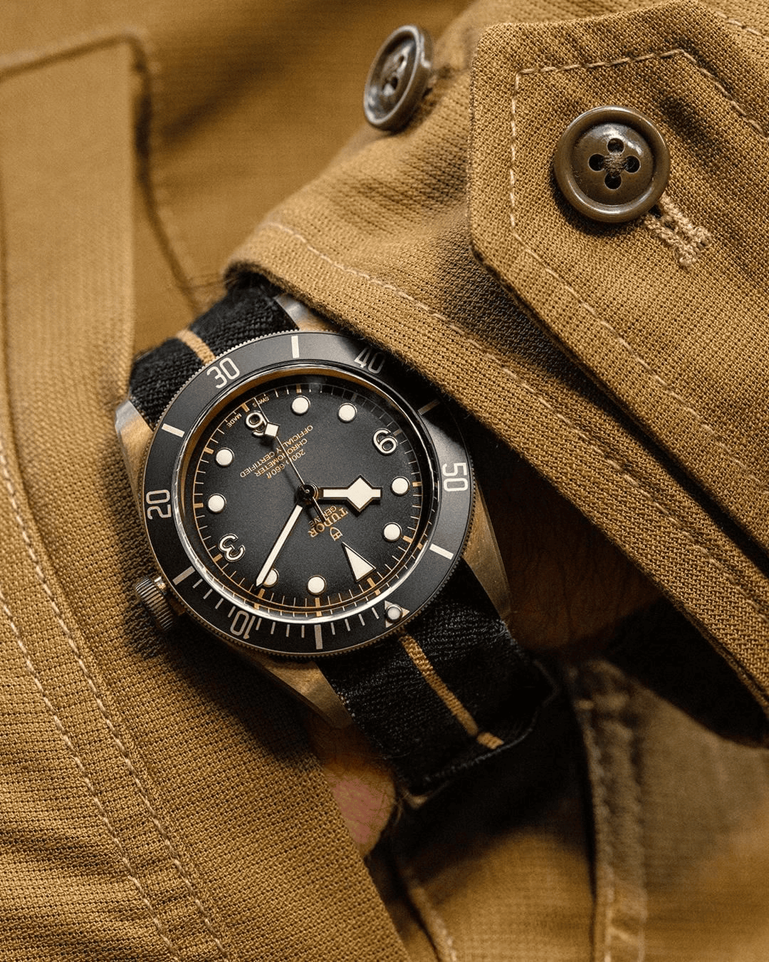 Bracelet de montre tudor noir et or